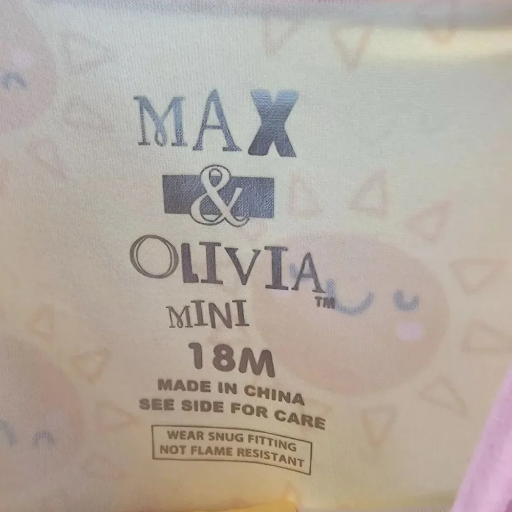 NWT Max & Olivia Baby Girls Snug Fit One Piece with Feet Yellow Pink - 18M